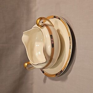 Vintage Knowles K.T.&K Gravy Boat w/Attached Underplate V.E.G.